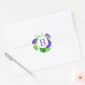 Sticker Rond Monogramme Matin Gloire Fleurs violettes (Enveloppe)