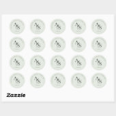 Sticker Rond Monogramme, Merci Mariage (Feuille)