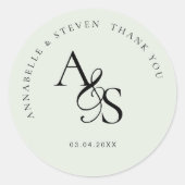 Sticker Rond Monogramme, Merci Mariage (Devant)