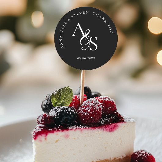 Sticker Rond Monogramme, Merci Mariage