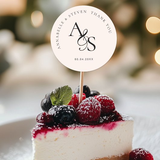 Sticker Rond Monogramme, Merci Mariage