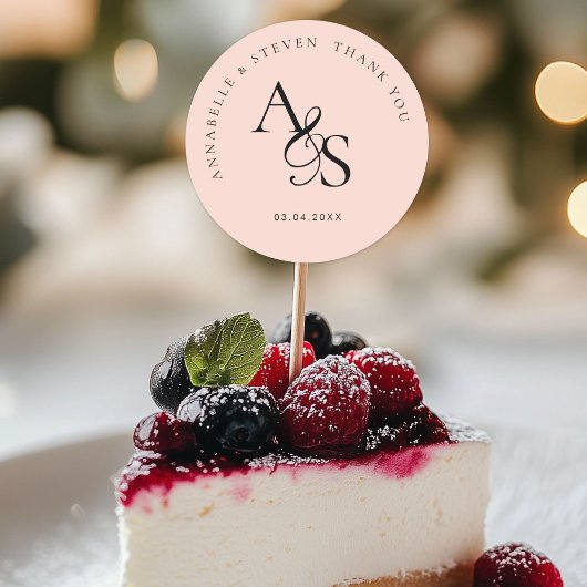 Sticker Rond Monogramme, Merci Mariage