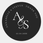 Sticker Rond Monogramme, Merci Mariage (Devant)