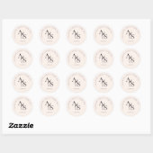 Sticker Rond Monogramme, Merci Mariage (Feuille)