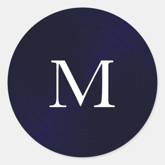Sticker Rond Monogramme métallique brossé bleu marine (Devant)