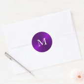 Sticker Rond Monogramme métallique brossé violet initial (Enveloppe)