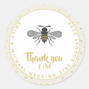 Sticker Rond Monogramme Miel BEE Mariage Favor Cadeau Élégant