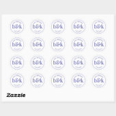 Sticker Rond Monogramme minimal moderne Enregistrer Date Mariag (Feuille)