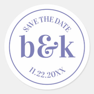 Sticker Rond Monogramme minimal moderne Enregistrer Date Mariag