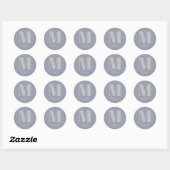 Sticker Rond Monogramme minimal moderne Nom gris initial (Feuille)