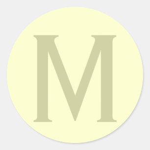 Sticker Rond Monogramme Minimaliste Ajouter Votre Nom Initial M