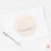 Sticker Rond Monogramme minimaliste épicé rose Whisper (Enveloppe)