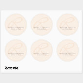Sticker Rond Monogramme minimaliste épicé rose Whisper (Feuille)