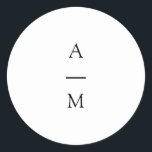 Sticker Rond Monogramme minimaliste Mariage noir chic<br><div class="desc">Monogramme minimaliste Tendance Chic Typographie Mariage Classic Round Sticker en noir et blanc</div>