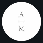 Sticker Rond Monogramme minimaliste Mariage noir chic<br><div class="desc">Monogramme minimaliste Tendance Chic Typographie Mariage Classic Round Sticker en noir et blanc</div>