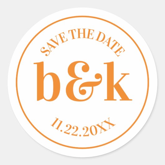 Sticker Rond Monogramme minimaliste moderne Enregistrer Date Ma (Devant)
