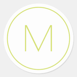 Sticker Rond Monogramme minimaliste moderne vert pâle