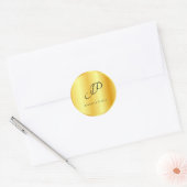 Sticker Rond Monogramme Modèle Faux Gold Metallic Look (Enveloppe)