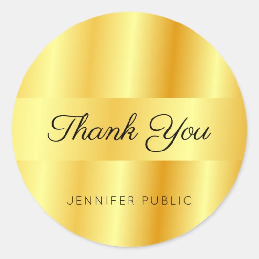 Sticker Rond Monogramme Modèle or métal look Merci (Devant)
