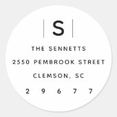 Sticker Rond Monogramme moderne Adresse de retour (Devant)