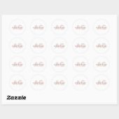 Sticker Rond Monogramme moderne beige et vin (Feuille)