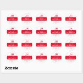 Sticker Rond Monogramme moderne blanc et rouge (Feuille)