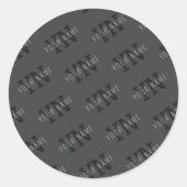 Sticker Rond Monogramme moderne Carrelé gris foncé Nom/autre te (Devant)