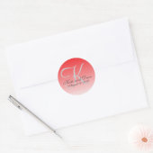 Sticker Rond Monogramme moderne Crimson rouge Faveur de mariage (Enveloppe)