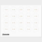 Sticker Rond Monogramme Moderne de Mariage en Or (Feuille)