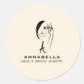 Sticker Rond Monogramme moderne Femme Visage Art (Devant)