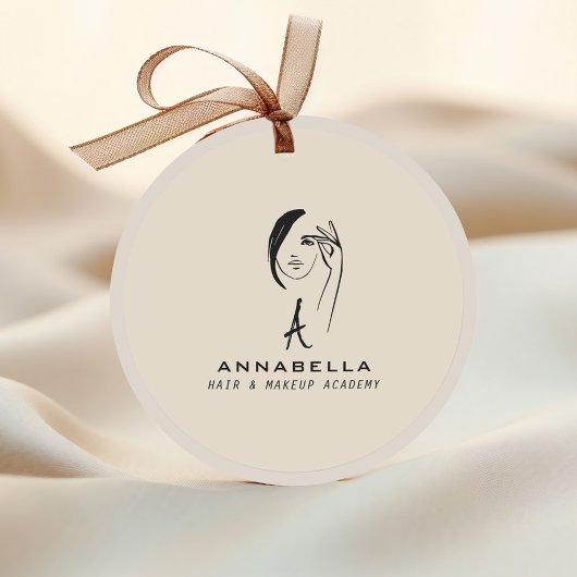 Sticker Rond Monogramme moderne Femme Visage Art