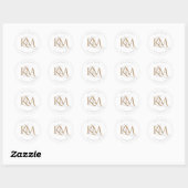 Sticker Rond Monogramme moderne Gold Script Blanc élégant maria (Feuille)