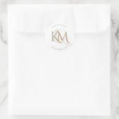 Sticker Rond Monogramme moderne Gold Script Blanc élégant maria (Sac)