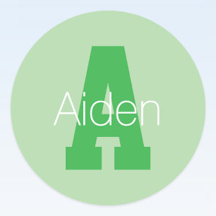 Sticker Rond Monogramme Moderne Gras   Vert Pâle et Kelly