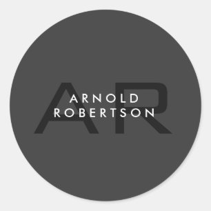 Sticker Rond Monogramme moderne Gris clair tendance Ajouter un 