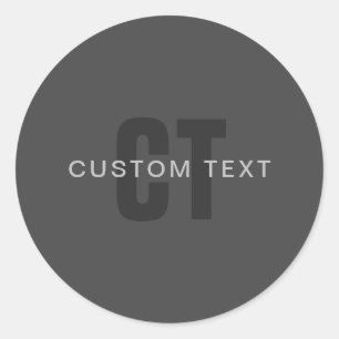 Sticker Rond Monogramme moderne gris foncé modifiable Modèle de