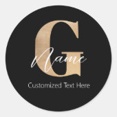 Sticker Rond Monogramme moderne Initiale G & Nom Personnalisé (Devant)