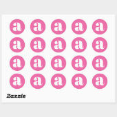 Sticker Rond Monogramme Moderne Initiale Lettre Rose Chaud Colo (Feuille)