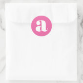 Sticker Rond Monogramme Moderne Initiale Lettre Rose Chaud Colo (Sac)