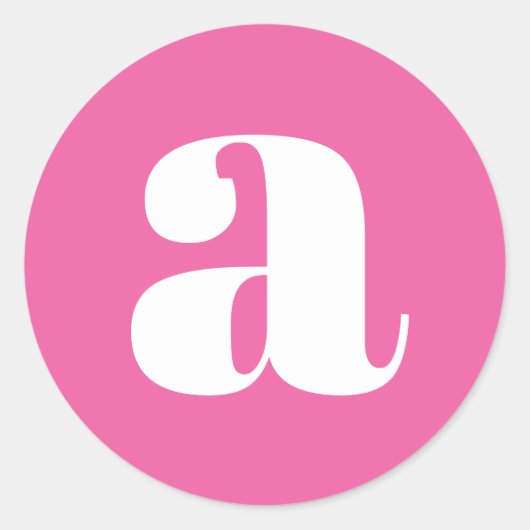 Sticker Rond Monogramme Moderne Initiale Lettre Rose Chaud Colo (Devant)