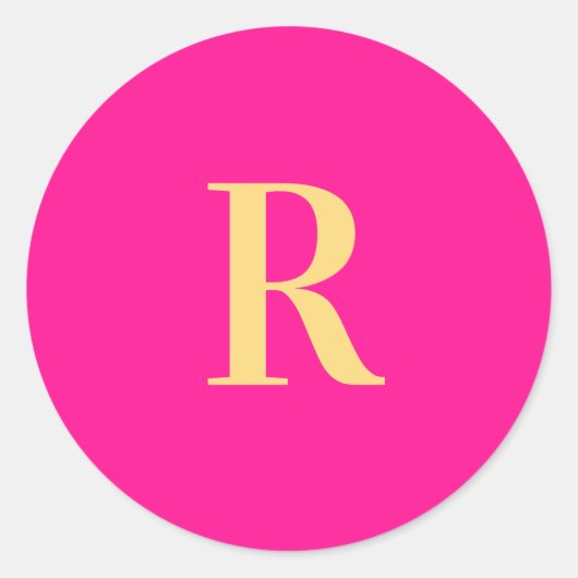 Sticker Rond Monogramme moderne minimaliste rose chaud (Devant)