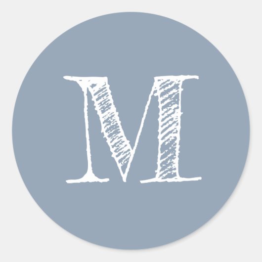 Sticker Rond Monogramme moderne Monogramme initial Dusty Blue (Devant)