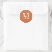 Sticker Rond Monogramme moderne Monogramme initial orange brûlé (Sac)