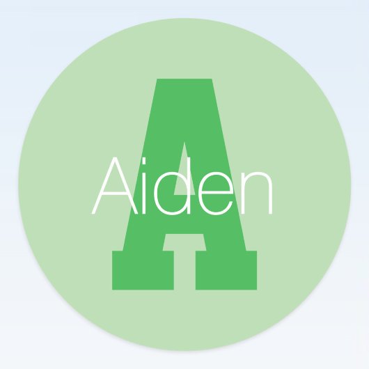 Sticker Rond Monogramme moderne | Pale & Kelly Green