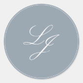 Sticker Rond Monogramme moderne Script simple Dusty Mariage ble (Devant)