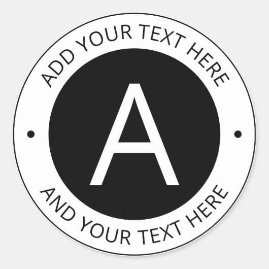 Sticker Rond Monogramme moderne style logo noir/blanc (Devant)