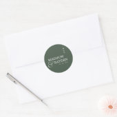 Sticker Rond Monogramme moderne vert foncé Chic Mariage Merci (Enveloppe)