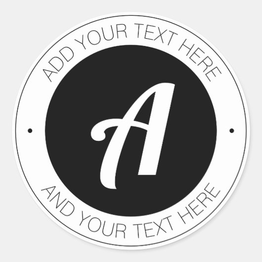 Sticker Rond Monogramme modifiable ou ajouter votre propre logo (Devant)