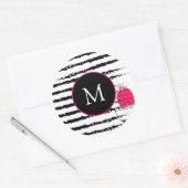 Sticker Rond Monogramme motif de cactus roses (Enveloppe)