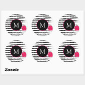 Sticker Rond Monogramme motif de cactus roses (Feuille)